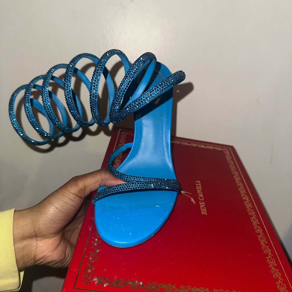 Rene Caovilla Blue Strappy Women's Sandals